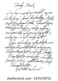 Hand Written Fake Letter, With Illegible Word Like Details