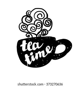 Hand written font lettering. Cute hand drawn logo template. Good for cafe, catering, restaurant insignia, print, menu cover, any advertising, leaflet, flyer, card design.