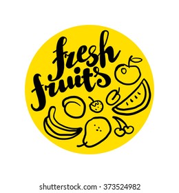 Hand written font lettering. Cute hand drawn logo template. Good for cafe, catering, restaurant insignia, print, menu cover, any advertising, leaflet, flyer, card design.