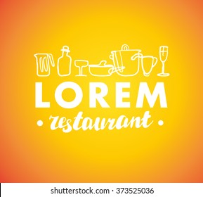 Hand written font lettering. Cute hand drawn logo template. Good for cafe, catering, restaurant insignia, print, menu cover, any advertising, leaflet, flyer, card design.