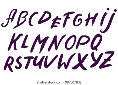 Hand written font. Modern hand lettering style. Full version. Vector illustration