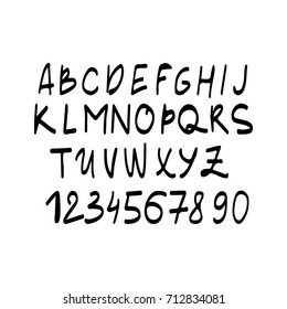 Hand written font. Modern hand lettering style. Full version. Vector illustration