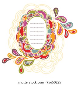 Hand written frame with colorful doodling elements