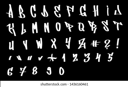 Hand written graffiti font and alphabet. Vector font letters