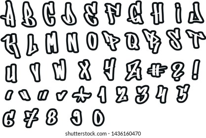 Hand Written Graffiti Font And Alphabet. Vector Font Letters