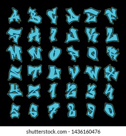 Hand Written Graffiti Font And Alphabet. Vector Font Letters