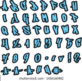 Hand Written Graffiti Font And Alphabet. Vector Font Letters