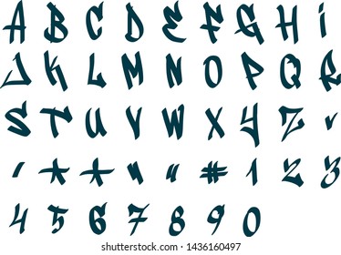 Hand Written Graffiti Font And Alphabet. Vector Font Letters