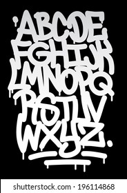 Hand Written Graffiti Font Alphabet. Vector