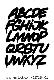 Hand written graffiti font alphabet. Vector