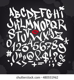 Hand Written Graffiti Font Alphabet. Vector Lettering