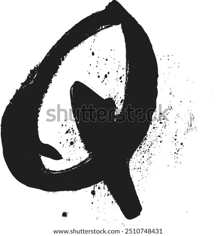 Hand written graffiti font type alphabet Q. Spray Painted Graffiti letter ABC, hand painted Vector of the alphabet Q. Spray paint graffiti alphabet Q Isolated Vector, letter Q written with brush .eps8