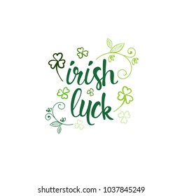 Hand Written Green Elegant Modern Lettering Emblem For Happy St. Patrick's Day Celebration Vector Illustration