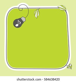 Hand written green text box for fill your text and music symbol