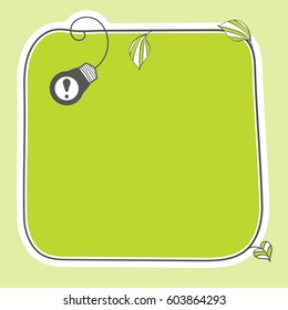Hand written green text box for fill your text and exclamation mark