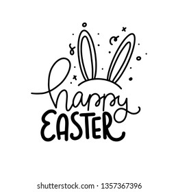 Hand written Happy Easter doodle phrases. Modern Hand drawn calligraphy Happy Easter.