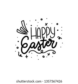 Hand written Happy Easter doodle phrases. Modern Hand drawn calligraphy Happy Easter.