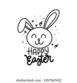 Hand written Happy Easter doodle phrases. Modern Hand drawn calligraphy Happy Easter.