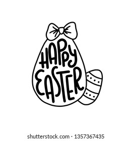 Hand written Happy Easter doodle phrases. Modern Hand drawn calligraphy Happy Easter.