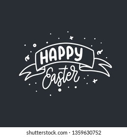 Hand written Happy Easter doodle phrases. Modern Hand drawn calligraphy Happy Easter.