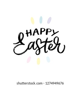 HAND WRITTEN HAPPY EASTER. GREETING HAND LETTERING. VECTOR LETTERING