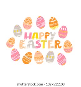 HAND WRITTEN HAPPY EASTER. GREETING HAND LETTERING. VECTOR LETTERING