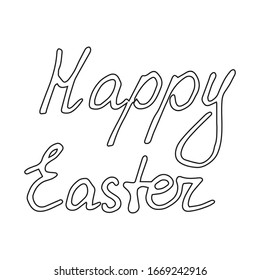 Hand written Happy Easter lettering card. Vector illustration in doodle sketch cartoon style on white background