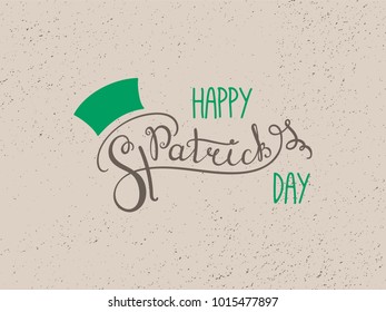 Hand written Happy Saint Patrick's day lettering. Isolated objects. Vector illustration. Design concept for greeting card, banner, celebration.