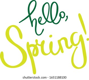Hand written hello Spring lettering vector logo