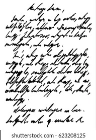 Hand written imitation letter, with traditional script