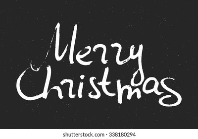 Hand written inscription Merry Christmas. Design element for banner, card, invitation, label, t-shirt, postcard, poster. Scribble vector illustration.