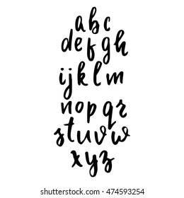 Hand written latin alphabet. Brush marker style