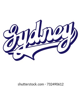 Hand written lettering city name. Sydney. Vector illustration