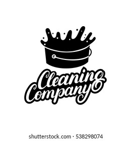 Hand written lettering Cleaning Service logo, label, badge, emblem. Isolated on white background. Vector illustration.