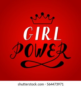 Hand written lettering Girl Power made in vector. Hand drawn card, poster, postcard, t-shirt apparel design. Ink illustration. Modern calligraphy.