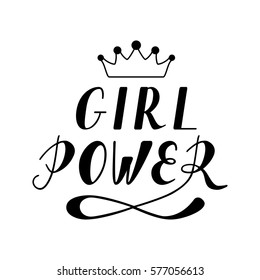 Hand written lettering Girl Power made in vector. Hand drawn card, poster, postcard, t-shirt apparel design. Ink illustration. Modern calligraphy.