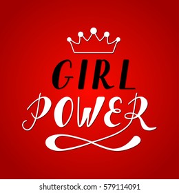 Hand written lettering Girl Power made in vector. Hand drawn card, poster, postcard, t-shirt apparel design. Ink illustration. Modern calligraphy.