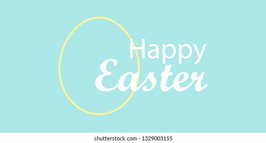 Hand written lettering illustration for happy easter banner, poster, sale invitation template with easter eggs 