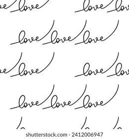 Hand written lettering Love seamless pattern.Text backgrounds applicable in wallpaper, wrapping, print, textiles to valentines day or wedding. Vector illustration