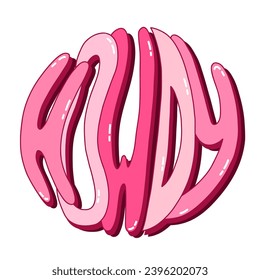 Hand written lettering with phrase Howdy in the circle. Bold funky lettering in western, cowboy and cowgirl theme. Hand drawn quote for t-shirt print, retro party, postcard. Custom font for posters.
