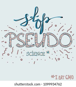 Hand written lettering poster, dtop pseudoscience