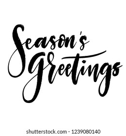 Hand written lettering Season's greetings. Vector illustration on a white background. 
