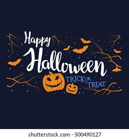 Hand written lettering with typographical design element for Halloween holiday.