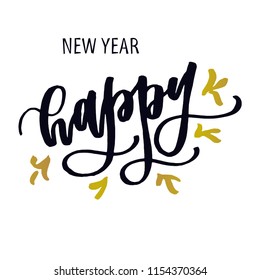 hand written lettering of word Happy