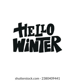 Hand written lettering-HELLO WINTER. Calligraphy lettering card design template. Creative typography for holiday greeting Gift poster. Calligraphy Banner Font Style.