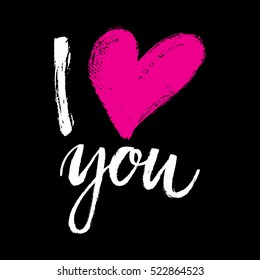 Hand written I love you phrase. Vector card with sign I love you.