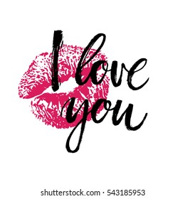 Hand written I love you phrase. Vector card with sign I love you.