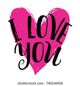 Hand written I love you phrase. Vector card with sign I love you.