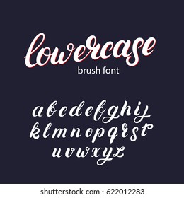 Hand written lowercase alphabet. Brush font isolated on background. Vector illustration.
