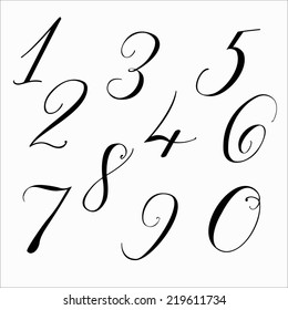 Hand written modern calligraphic digits vector